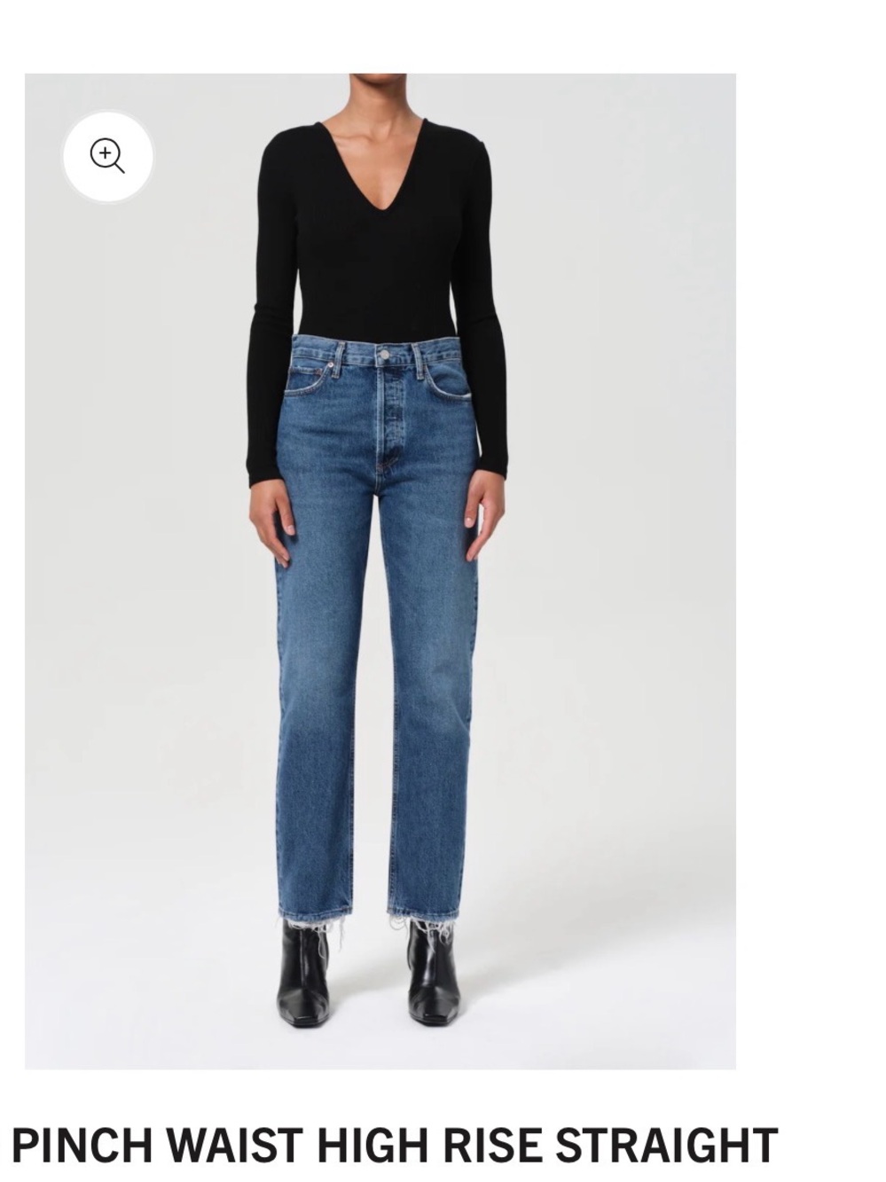 Agolde Pinch Waist High-Rise Straight Jeans — Medium Blue